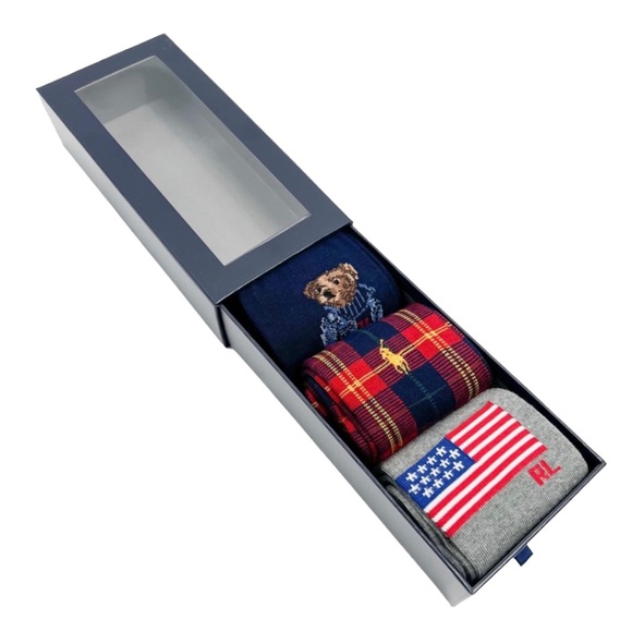 POLO RALPH LAUREN Mens Cortina Bear 3-Pack Sock Gift Set - Picture 3 of 7